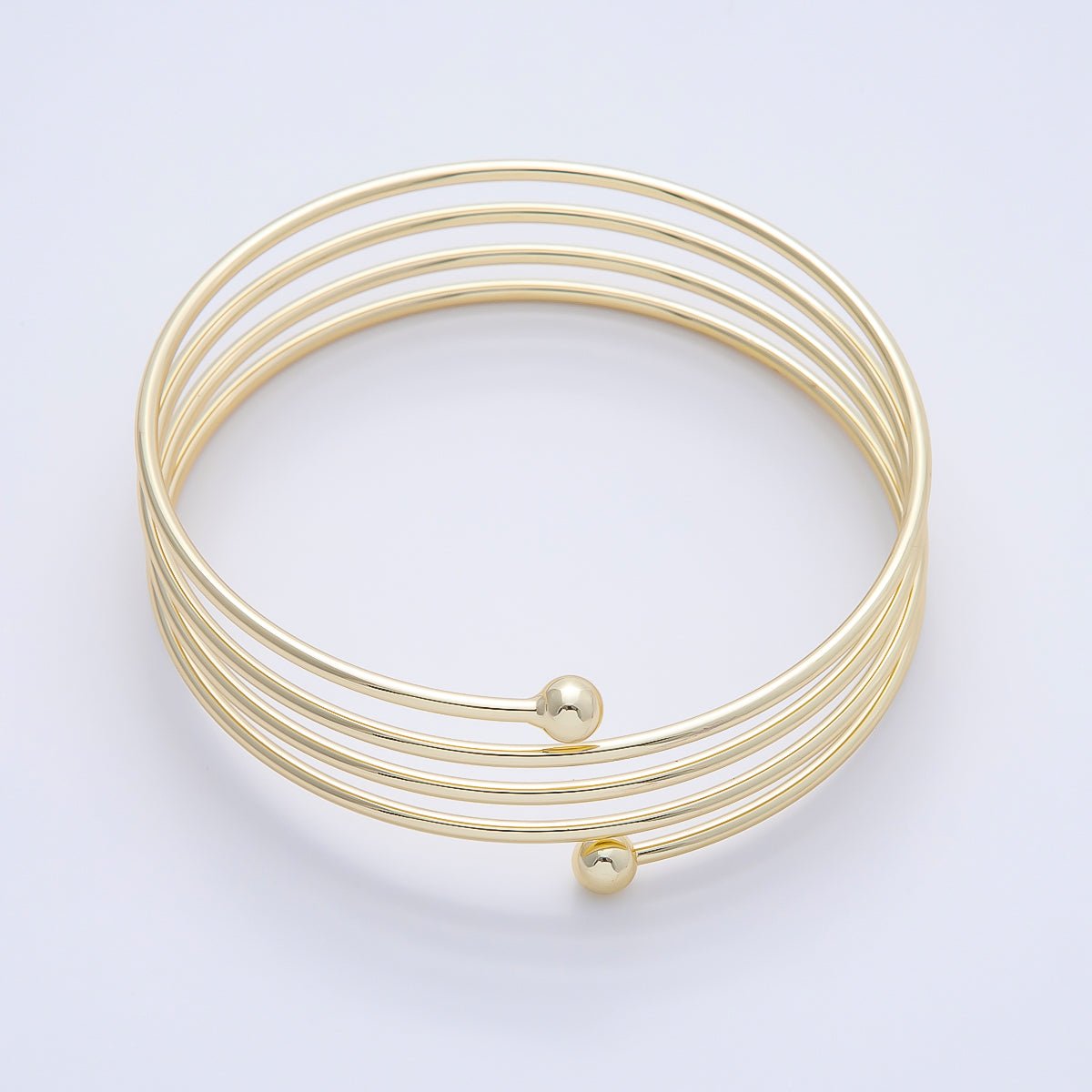 16K Gold Filled Round Multiple Band Bangle Bracelet
