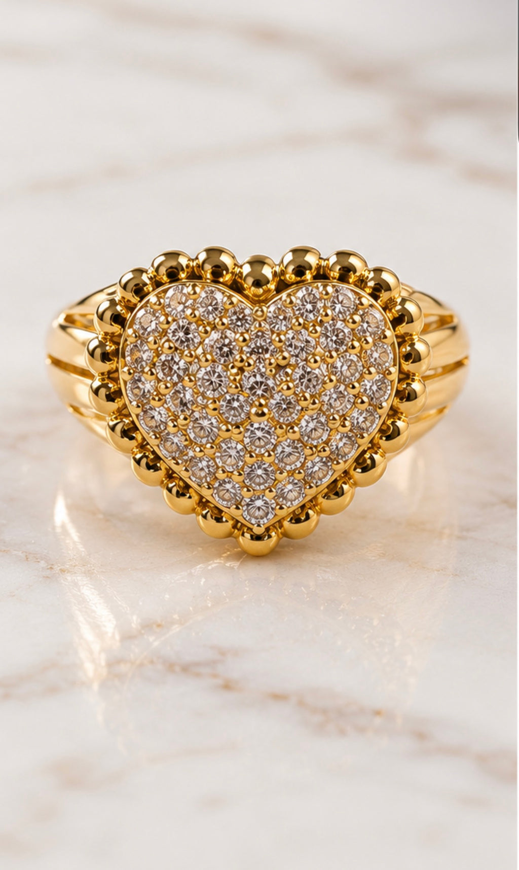 Gold Filled CZ Pavé Heart Ring
