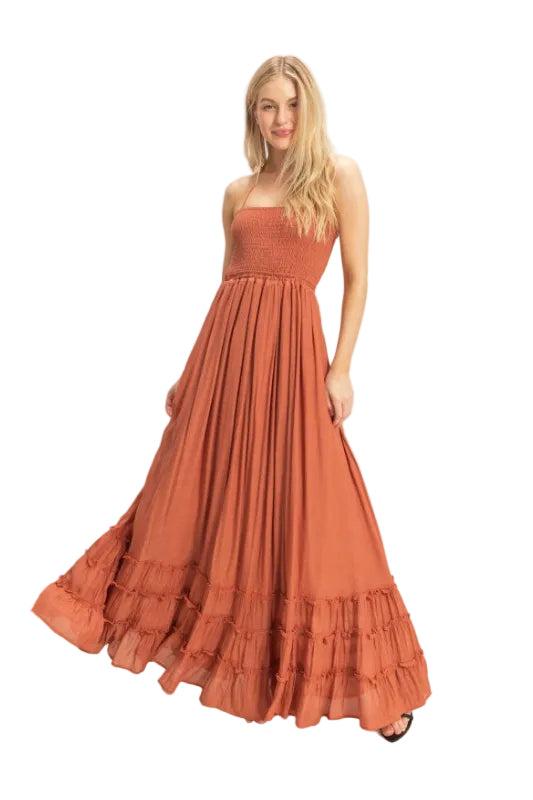 Smocked Halter Maxi Dress