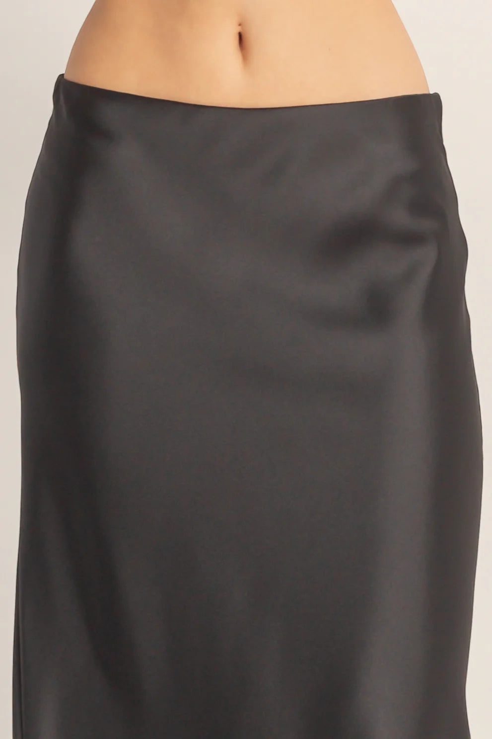 High-Waisted Satin Midi Skirt