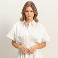 Pleated Button-Up Dress
