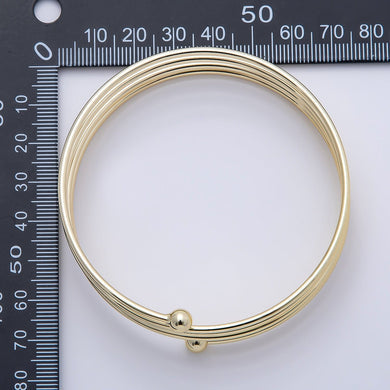 16K Gold Filled Round Multiple Band Bangle Bracelet