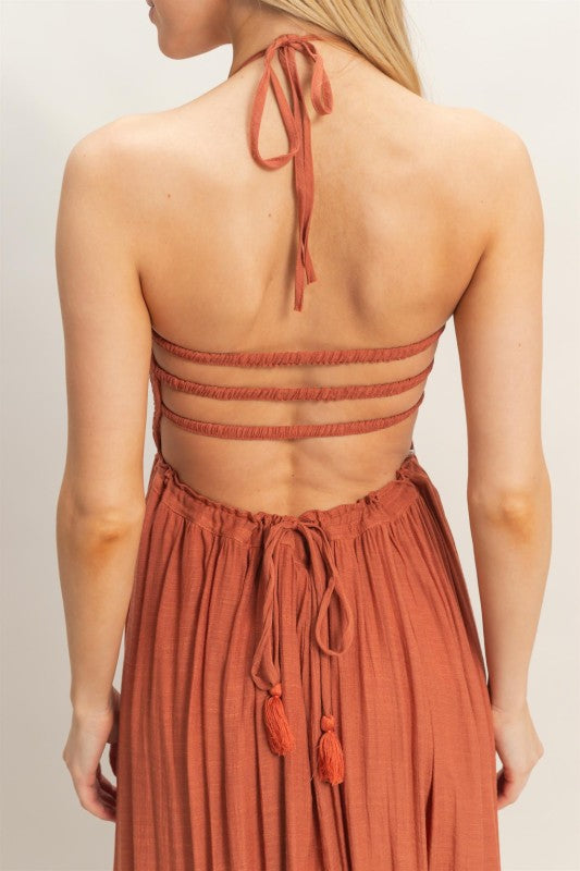 Smocked Halter Maxi Dress