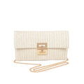 Faux Straw Metal Flap Clutch