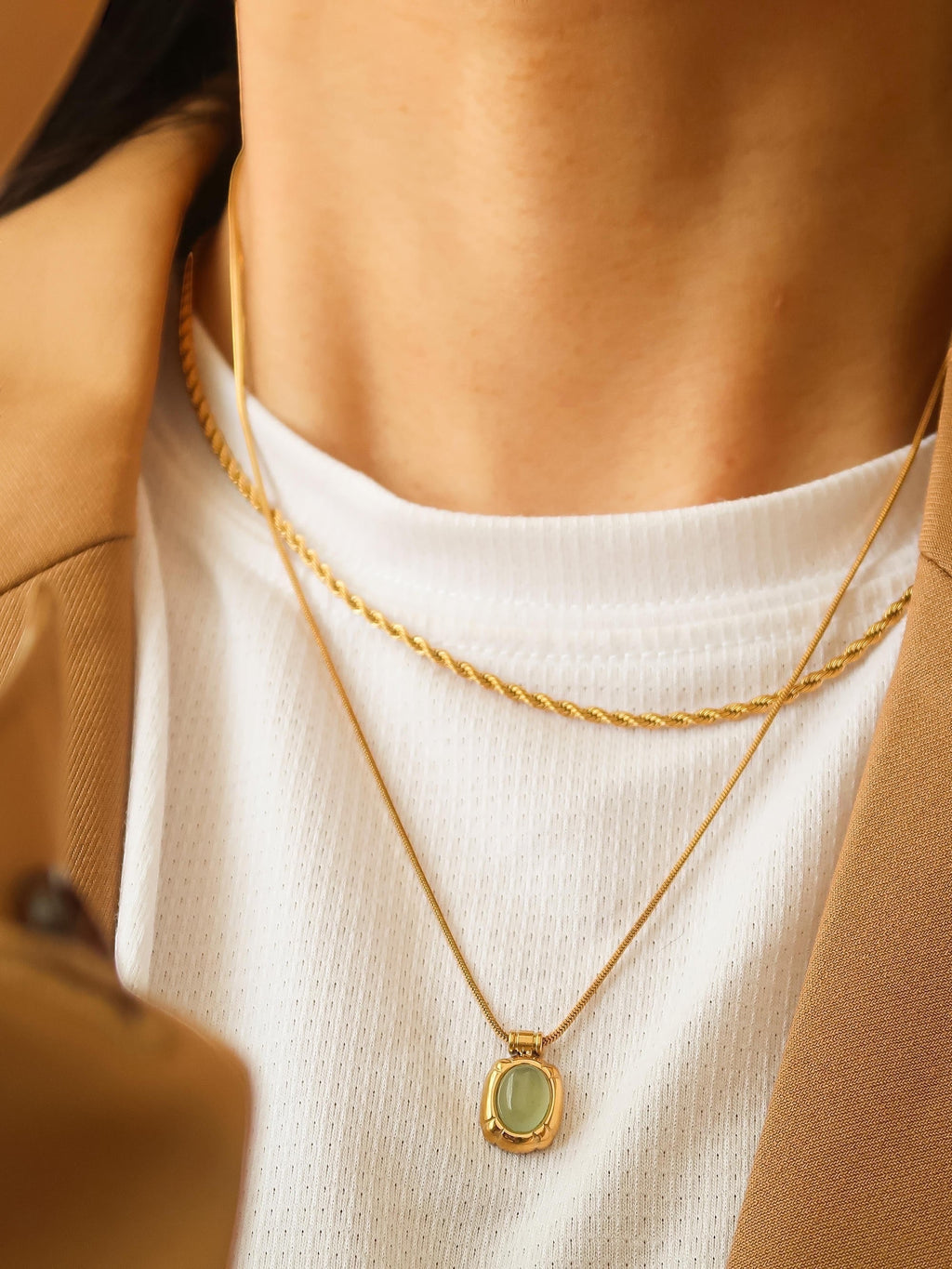 The minimalist design of the pendants, combined with the natural beauty of the stones, makes this set perfect for layering or wearing individually. Whether you're dressing up for a special occasion or adding a touch of subtle elegance to your daily look, these gemstone pendants are sure to become cherished additions to your jewelry collection.