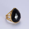 Gold Filled Multifaceted Teardrop Gemstone Ring Onyx. Our Gold Filled Multifaceted Teardrop Gemstone Ring from brass and gold-filled materials, this Single Stone/Solitaire Ring is a testament to our dedication to unique design.