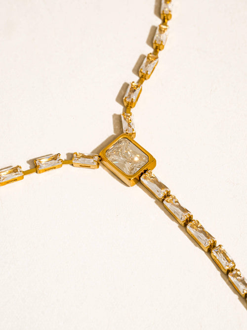Cieline 18K Gold Non-Tarnish CZ Lariat Necklace