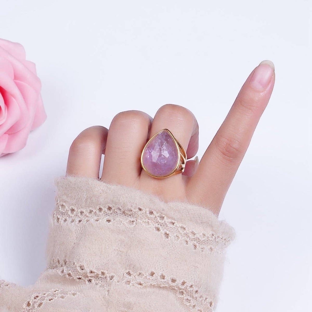 Gold Filled Multifaceted Teardrop Gemstone Ring