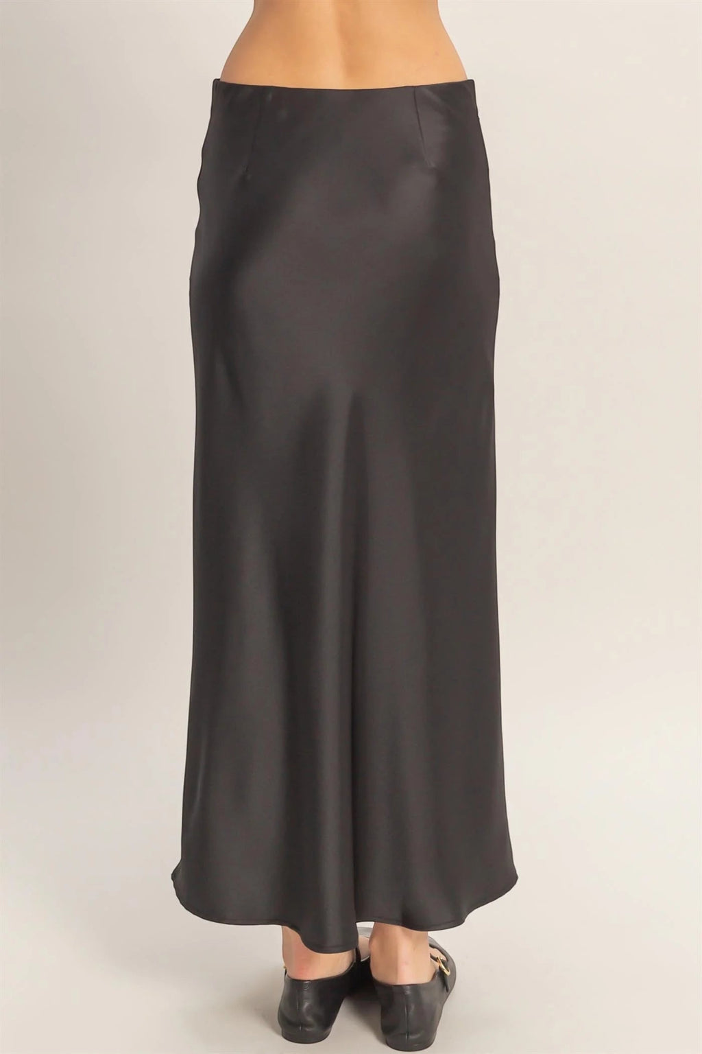 High-Waisted Satin Midi Skirt