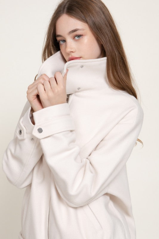 HIGH NECK FELT BOMBER JACKET