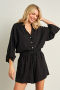 Relaxed Fit Button Up Shirt and Short Set