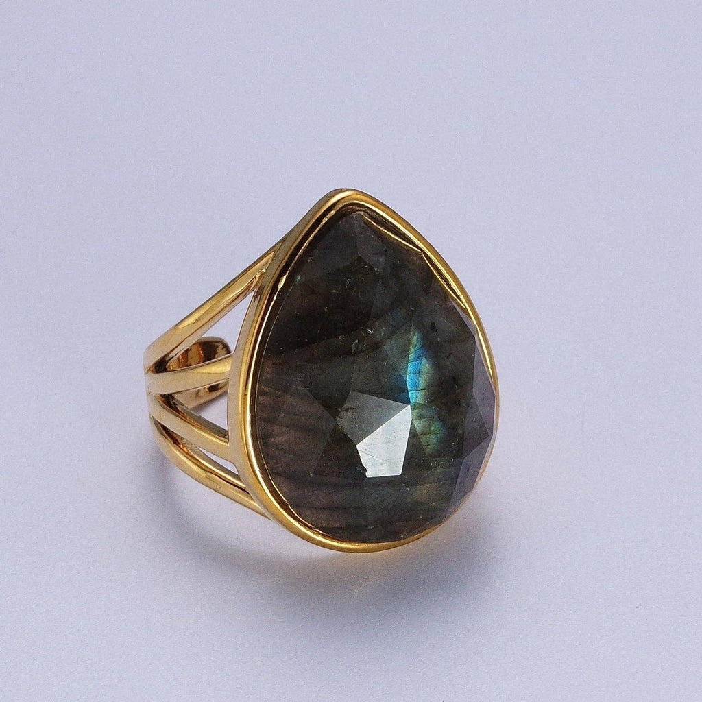 Gold Filled Multifaceted Teardrop Gemstone Ring. Our Gold Filled Multifaceted Teardrop Gemstone Ring from brass and gold-filled materials, this Single Stone/Solitaire Ring is a testament to our dedication to unique design.