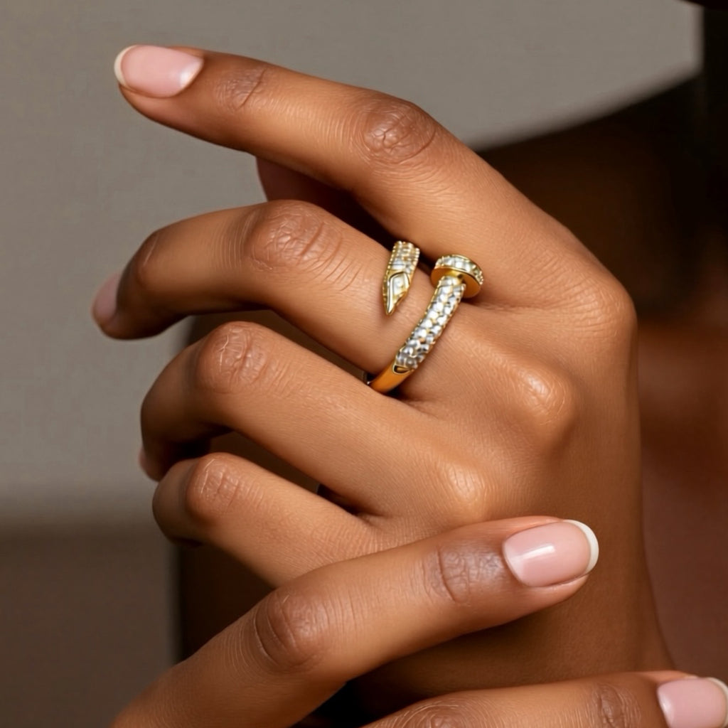 Geneva Rivet Adjustable CZ Ring