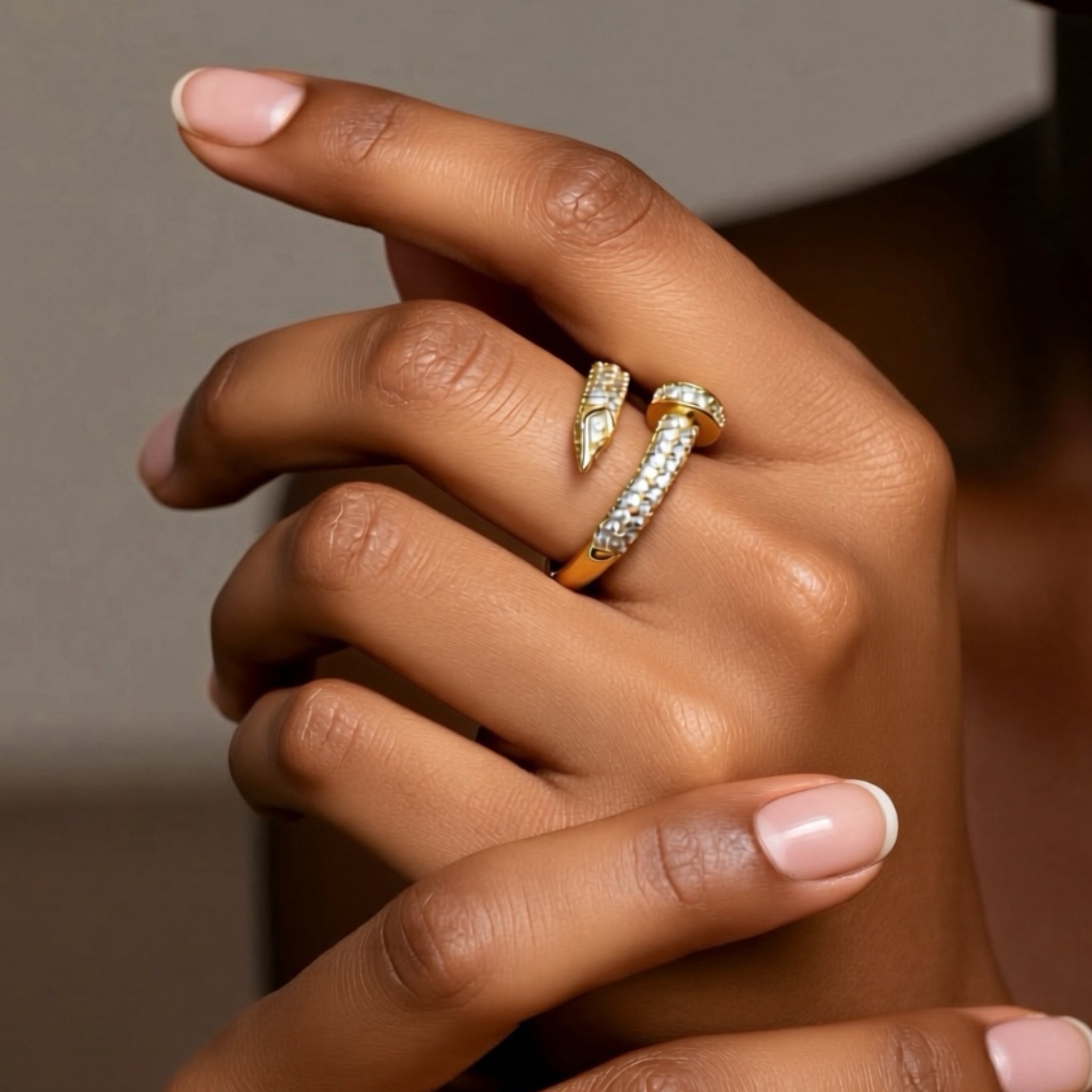 Geneva Rivet Adjustable CZ Ring