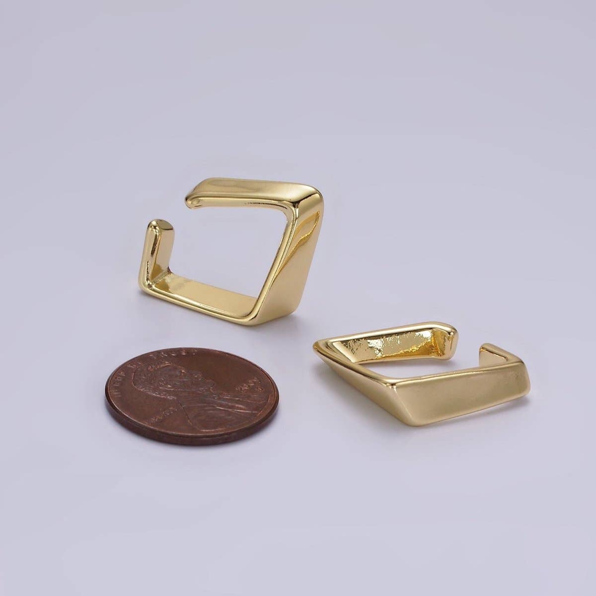 14K Gold Filled Edged Rhombus Geometric Modern Statement Ear Cuff Earrings (1 piece)