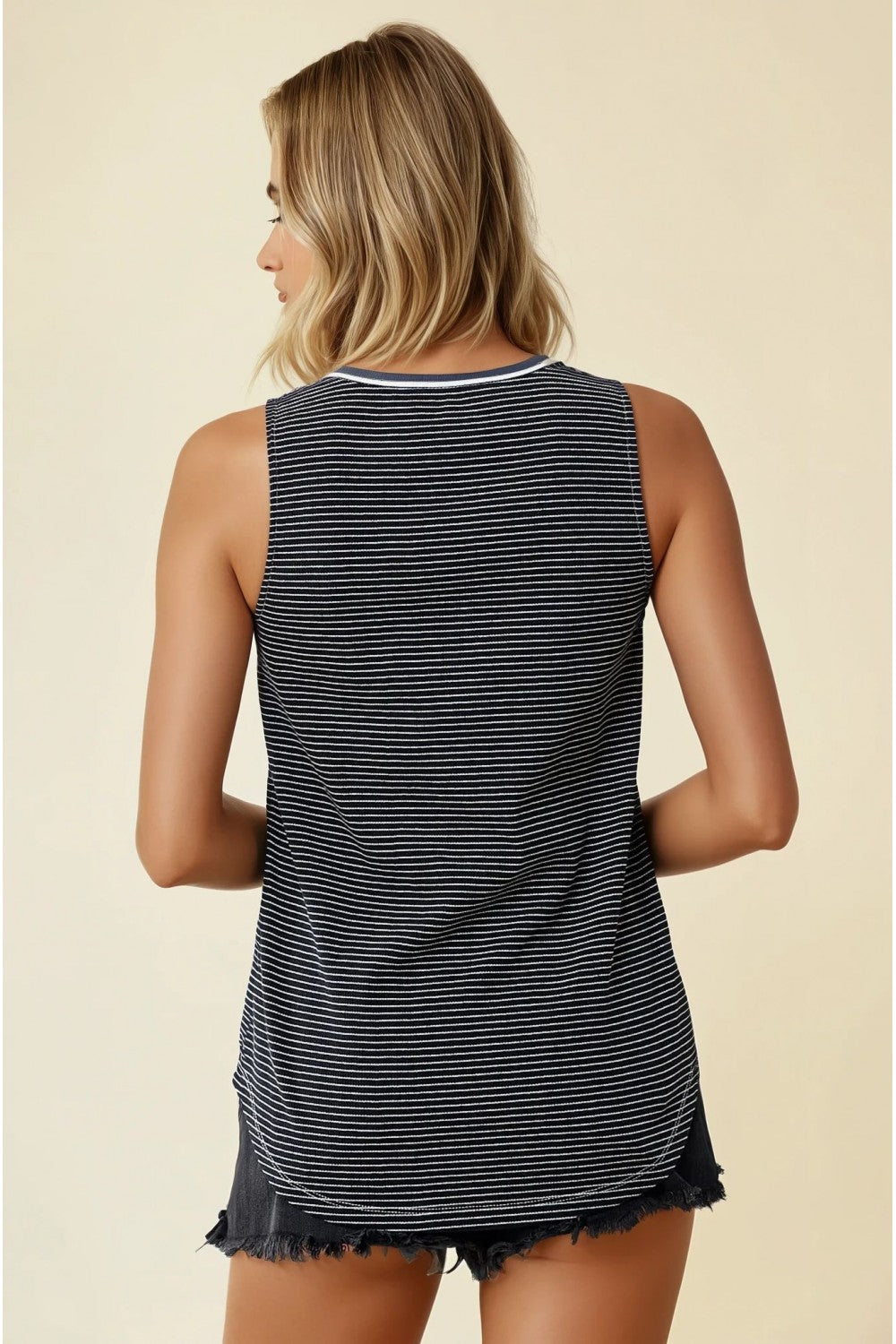 Mixed Stripe Henley Top