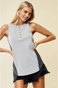 Mixed Stripe Henley Top