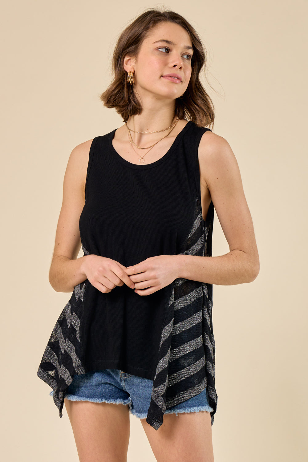 Rib Tank with Side Stripe