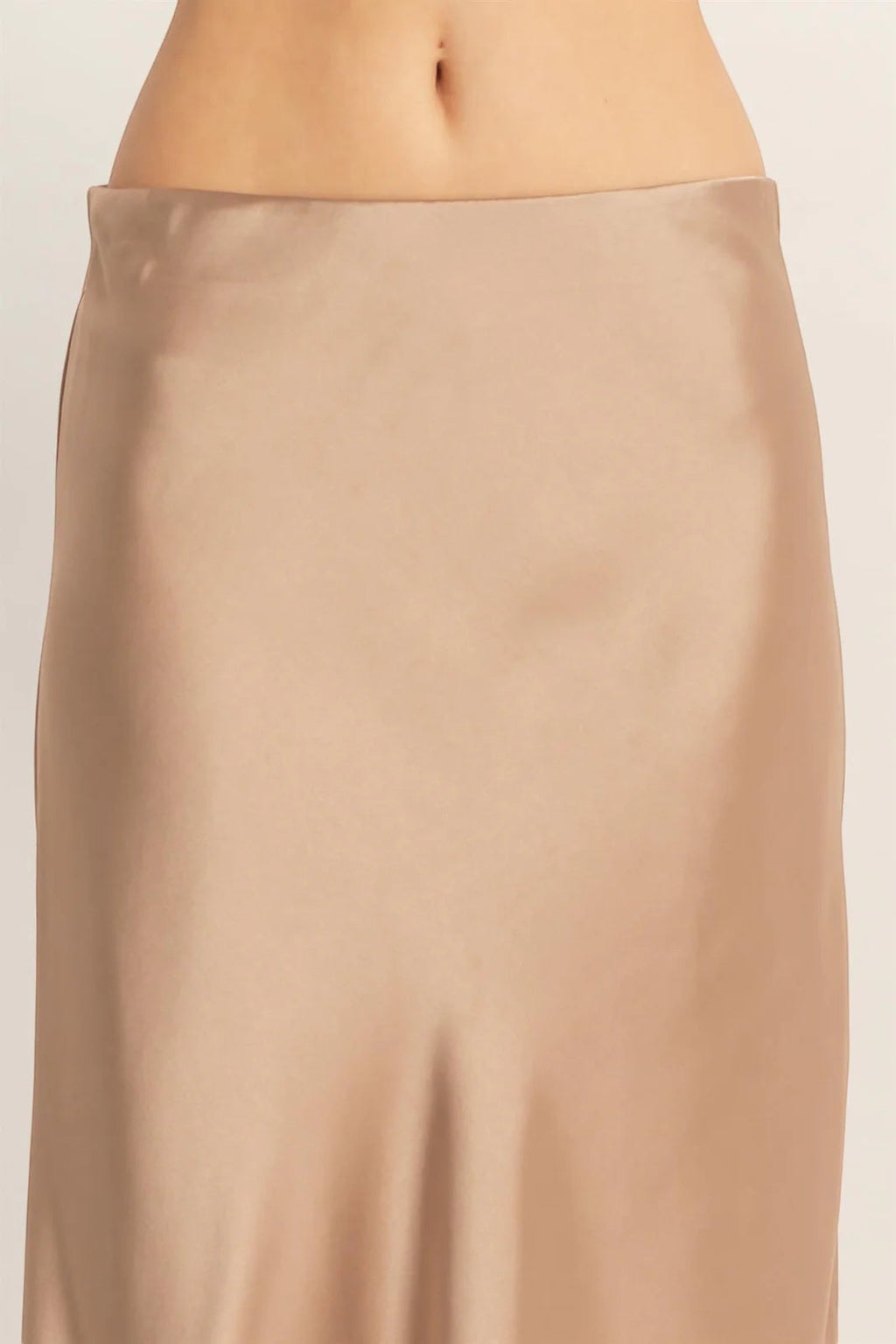 High-Waisted Satin Midi Skirt