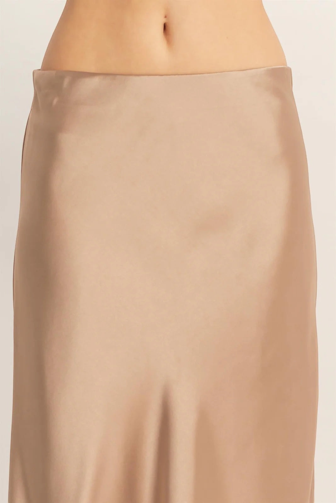 High-Waisted Satin Midi Skirt