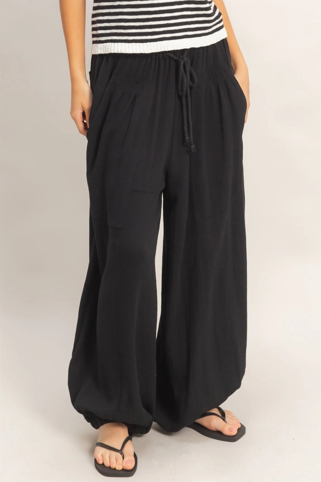 Elastic Hem Drawstring Pants