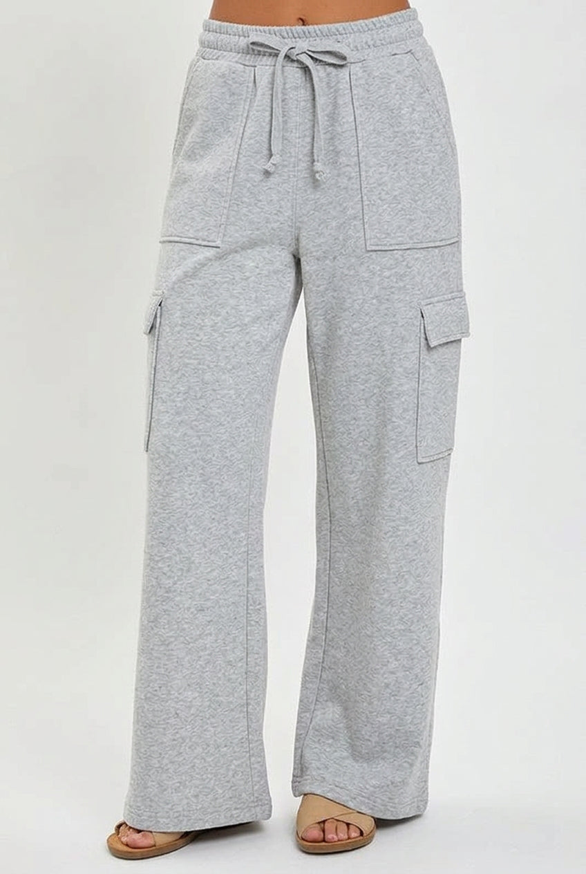 High Rise Side Cargo Pocket Wide Pants