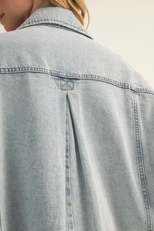 Back Pleated Jacket, Woven Cotton Jacket