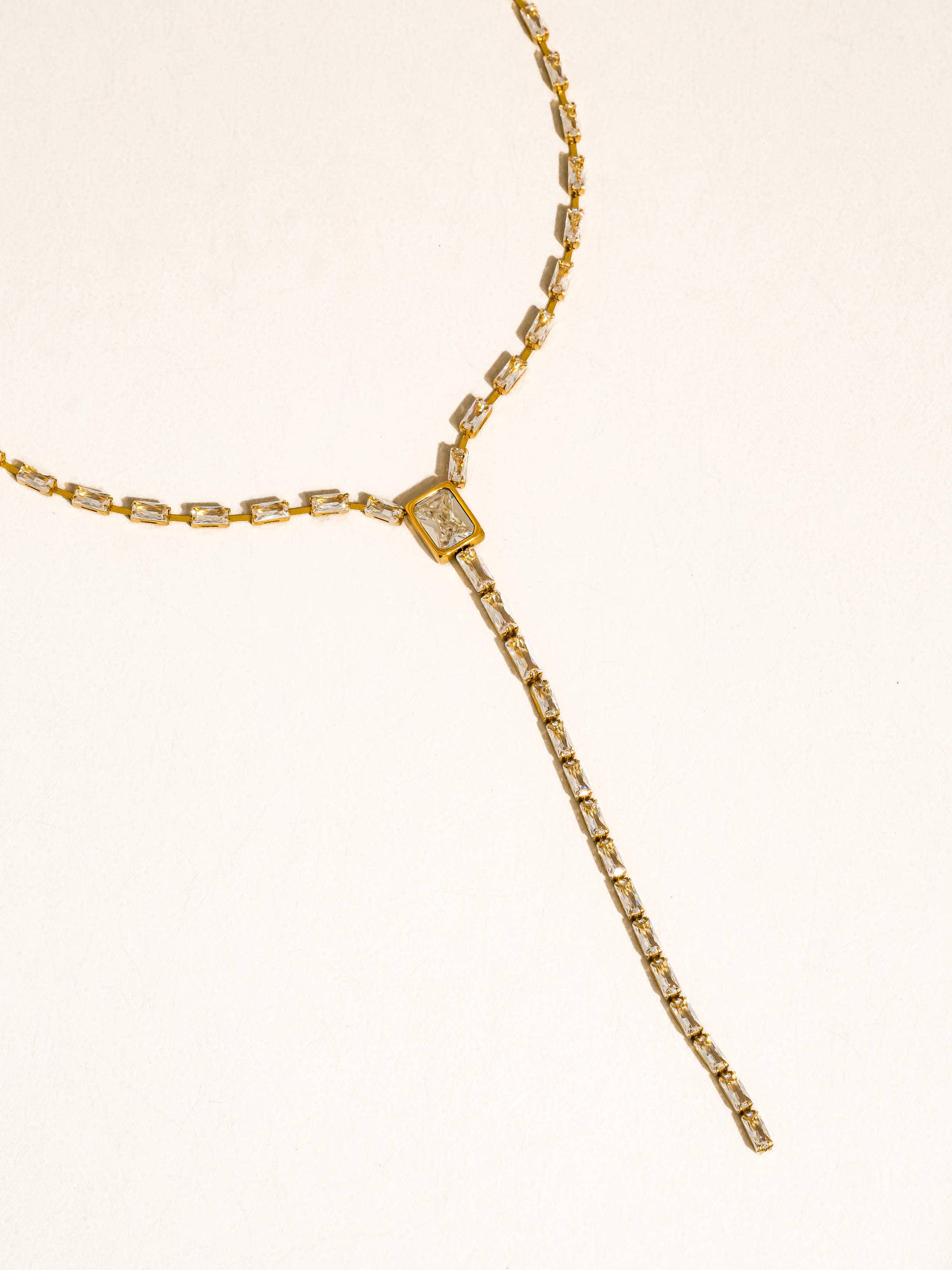 Cieline 18K Gold Non-Tarnish CZ Lariat Necklace