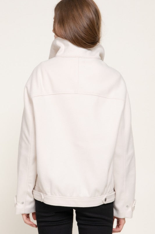 HIGH NECK FELT BOMBER JACKET