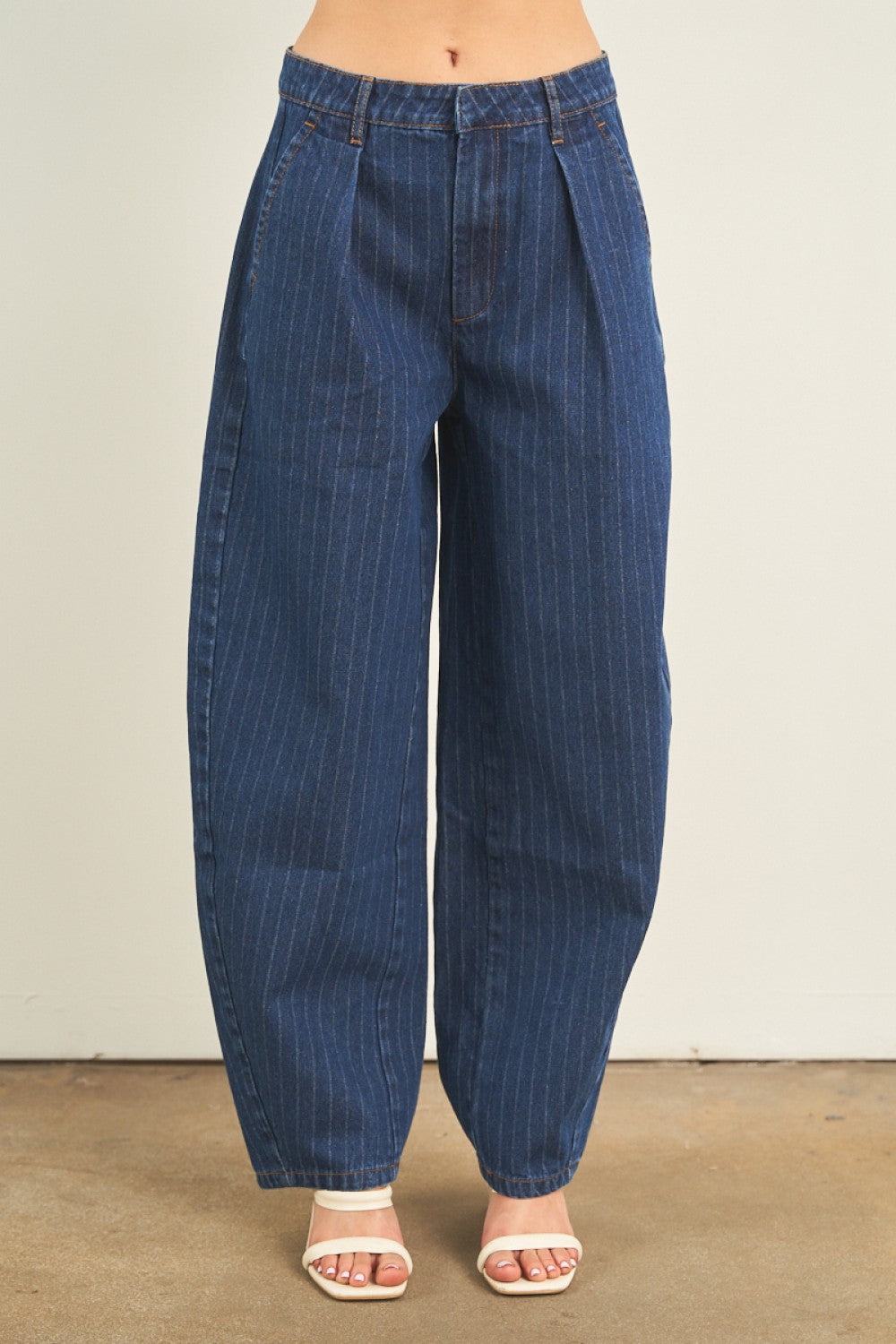 STRIPED BARREL JEANS