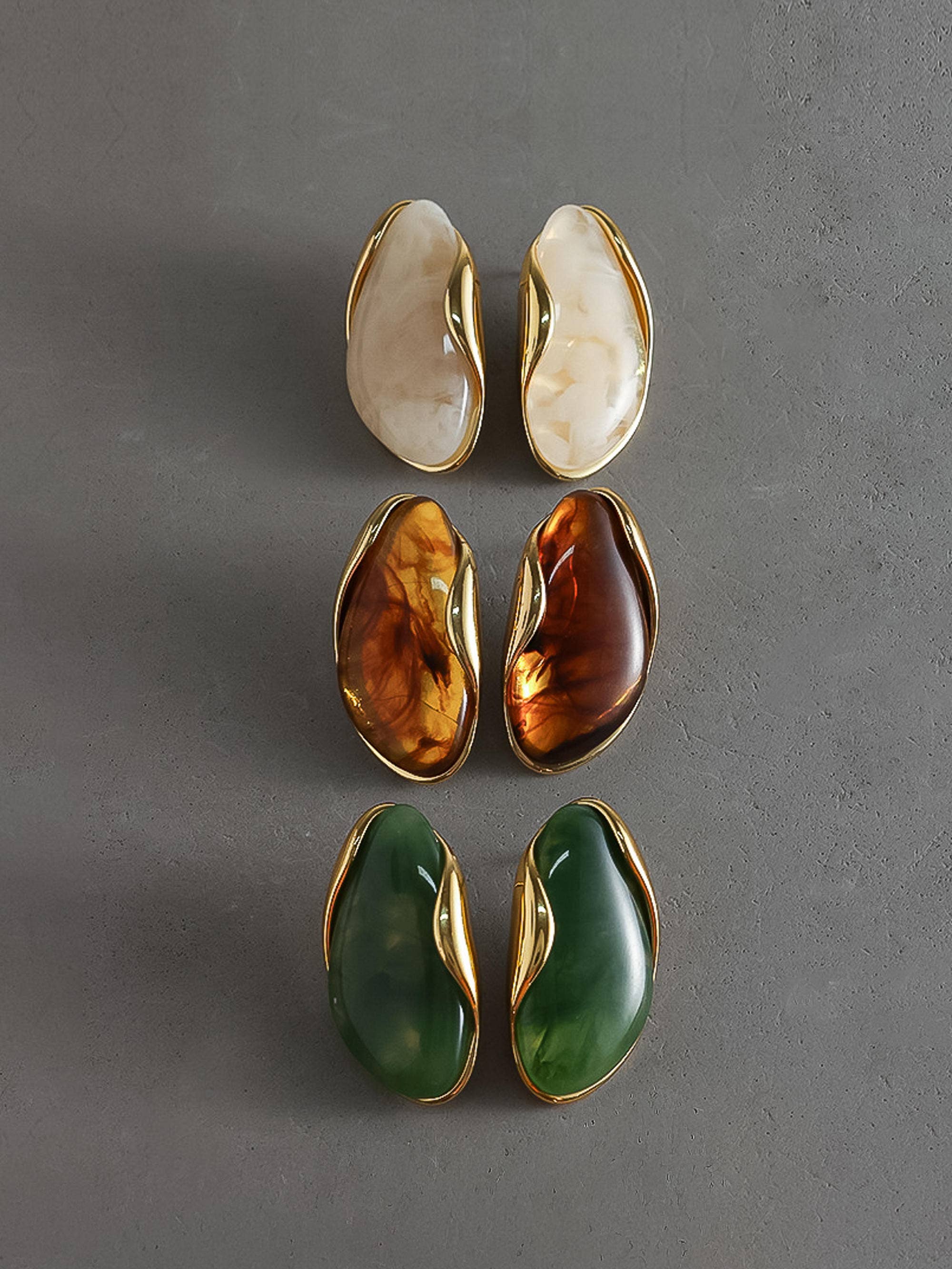 Maélie 18K Gold Non-Tarnish Resin Drop Earrings