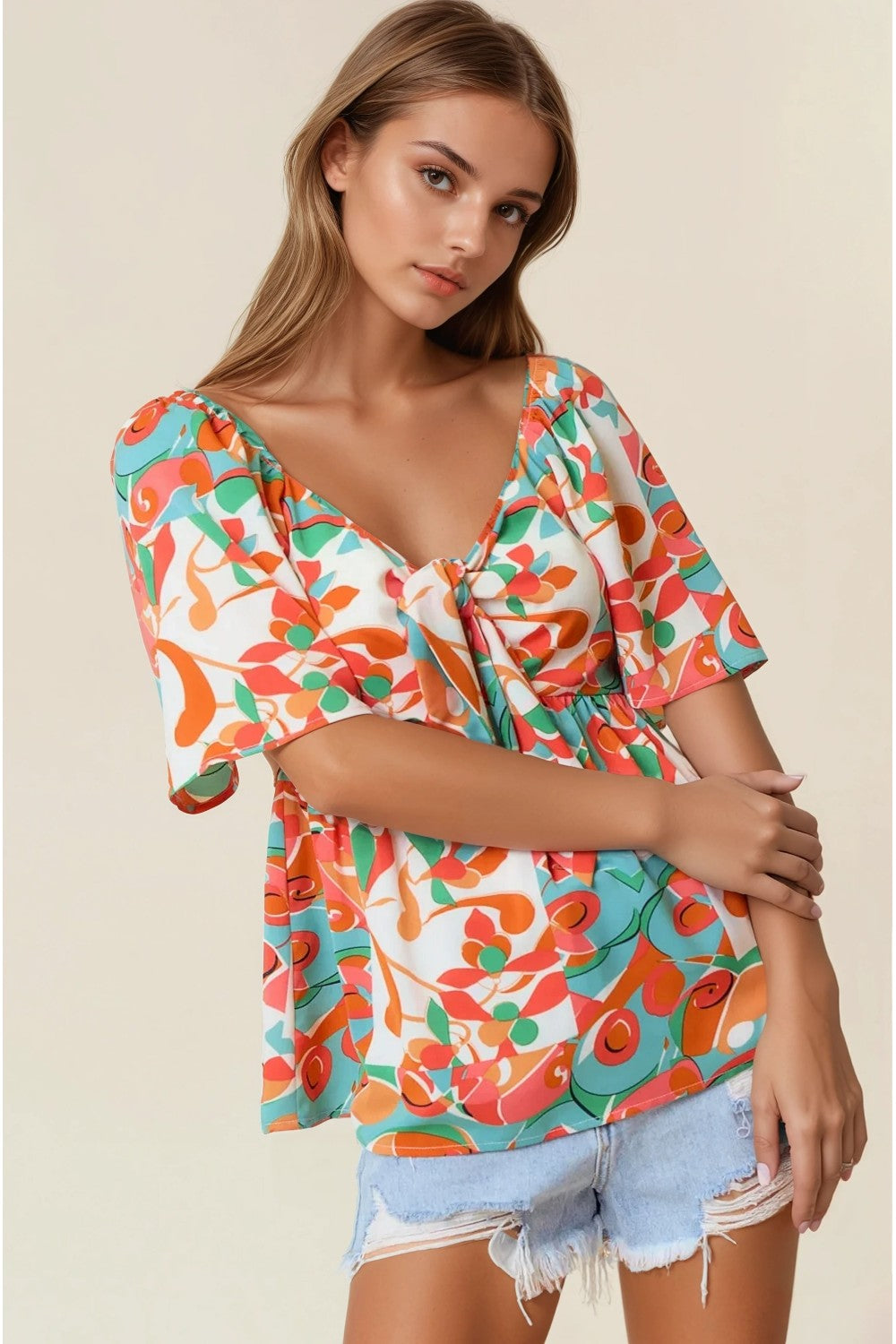 Geometric Abstract Print Top