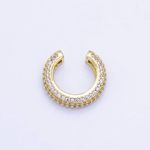 24K Gold Filled 15mm Micro Paved CZ Ear Cuff Earring in Gold & Silver (1 Piece)