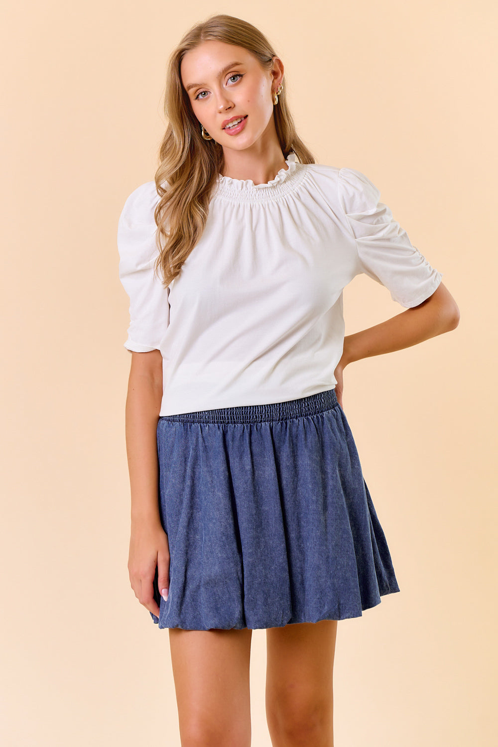 Ruffle Smocked Neck Top