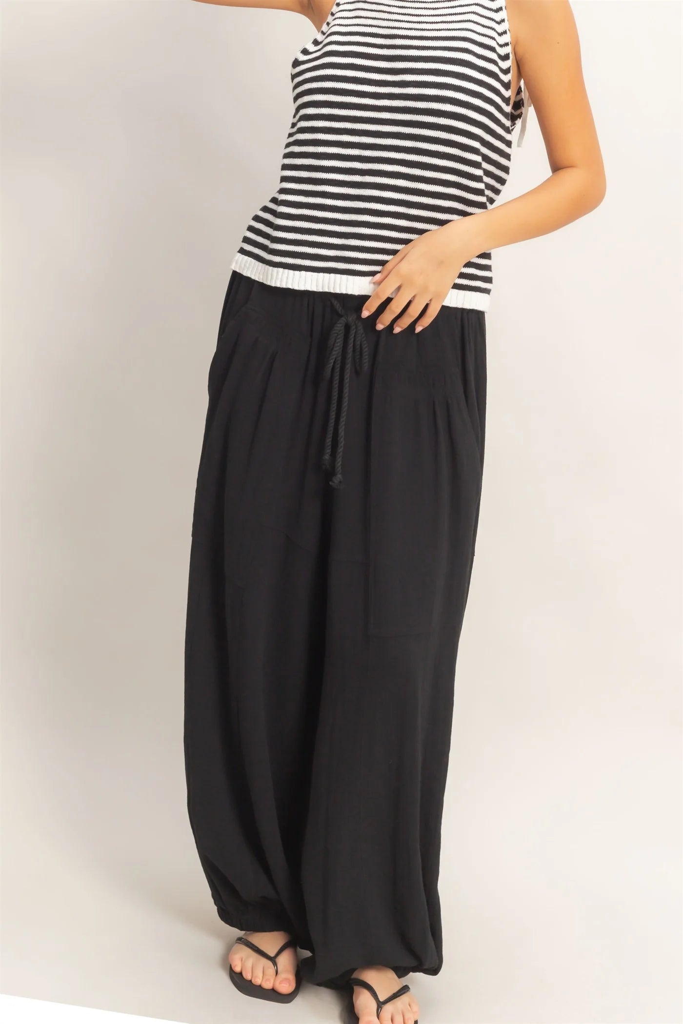 Elastic Hem Drawstring Pants