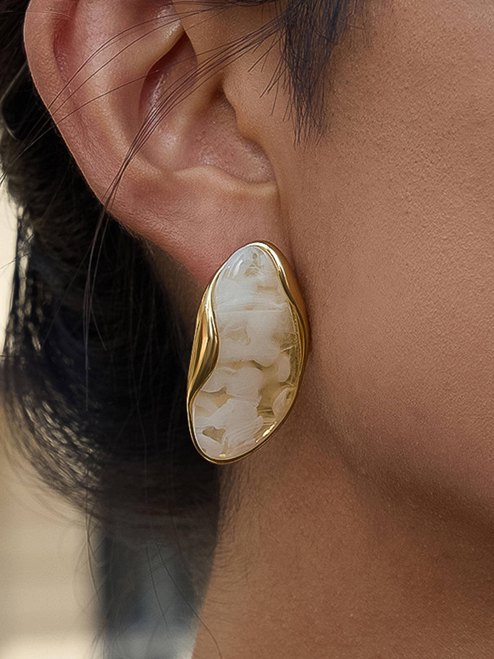 Maélie 18K Gold Non-Tarnish Resin Drop Earrings