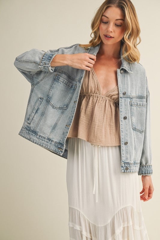 Back Pleated Jacket, Woven Cotton Jacket