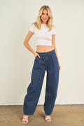 STRIPED BARREL JEANS
