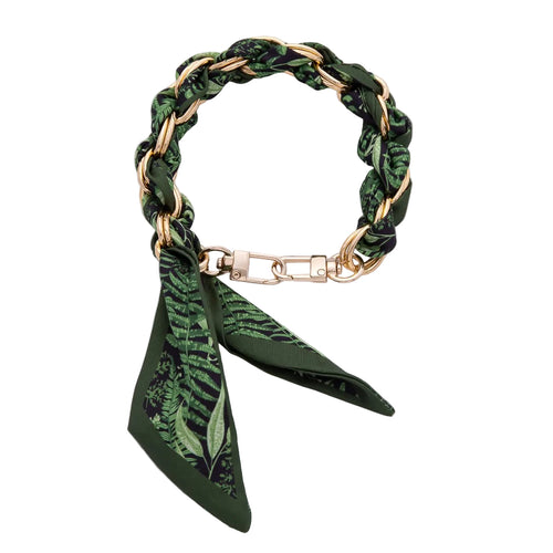 18K Gold Filled Silk Textile Knot Bag Charm Bracelet Keychain