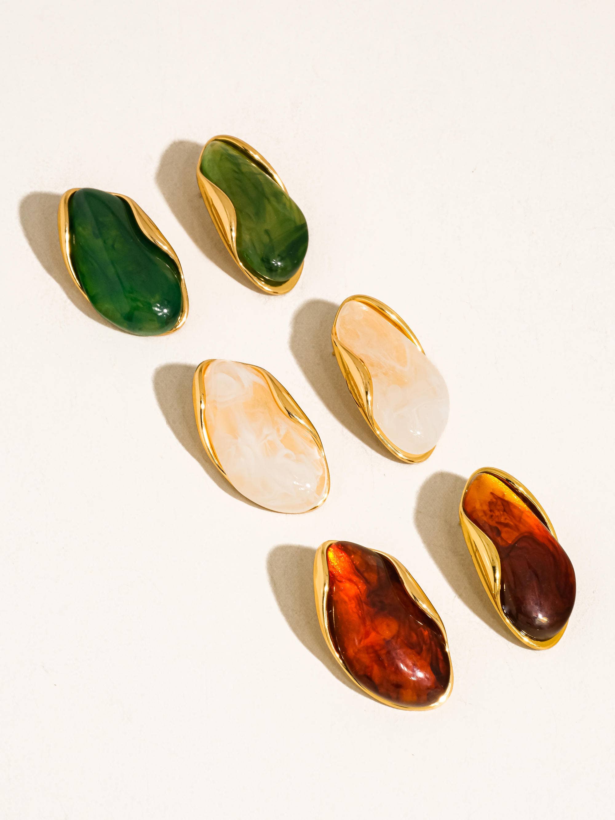 Maélie 18K Gold Non-Tarnish Resin Drop Earrings