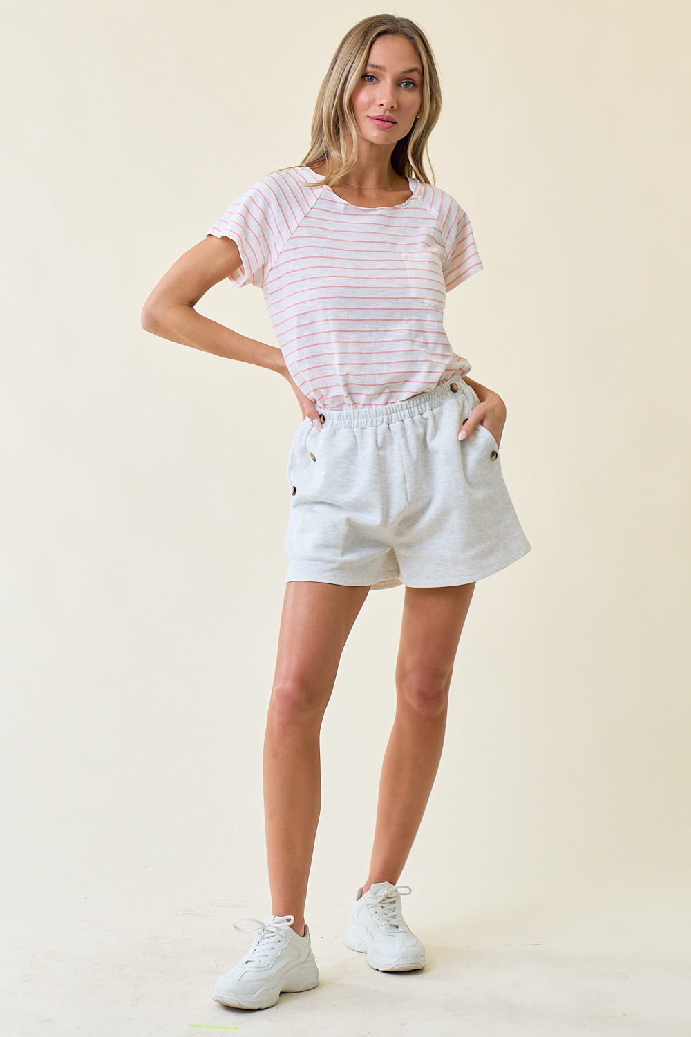 Placket Button Sweat Shorts