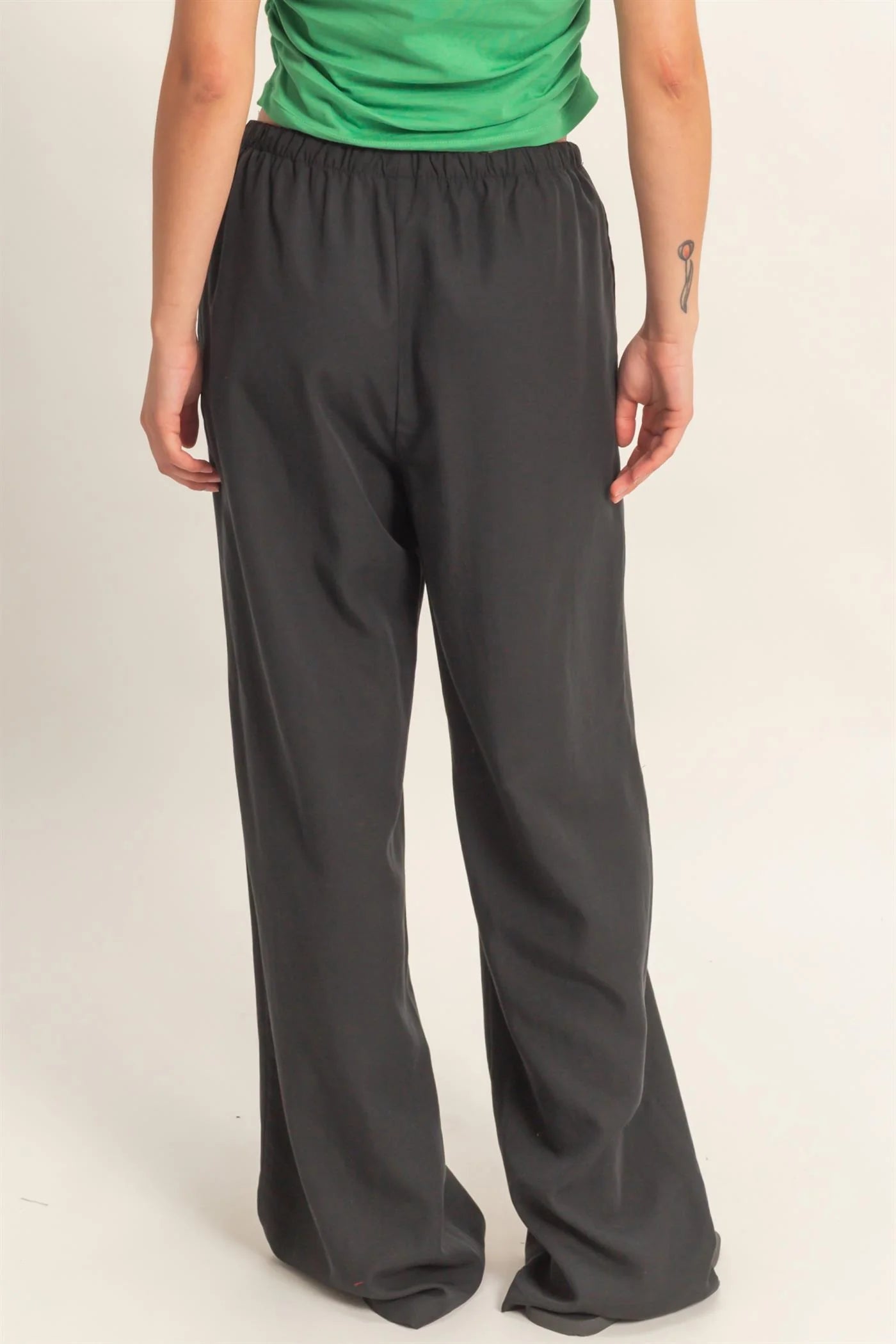 Lyocell Linen Elastic Waist Straight Leg Pants