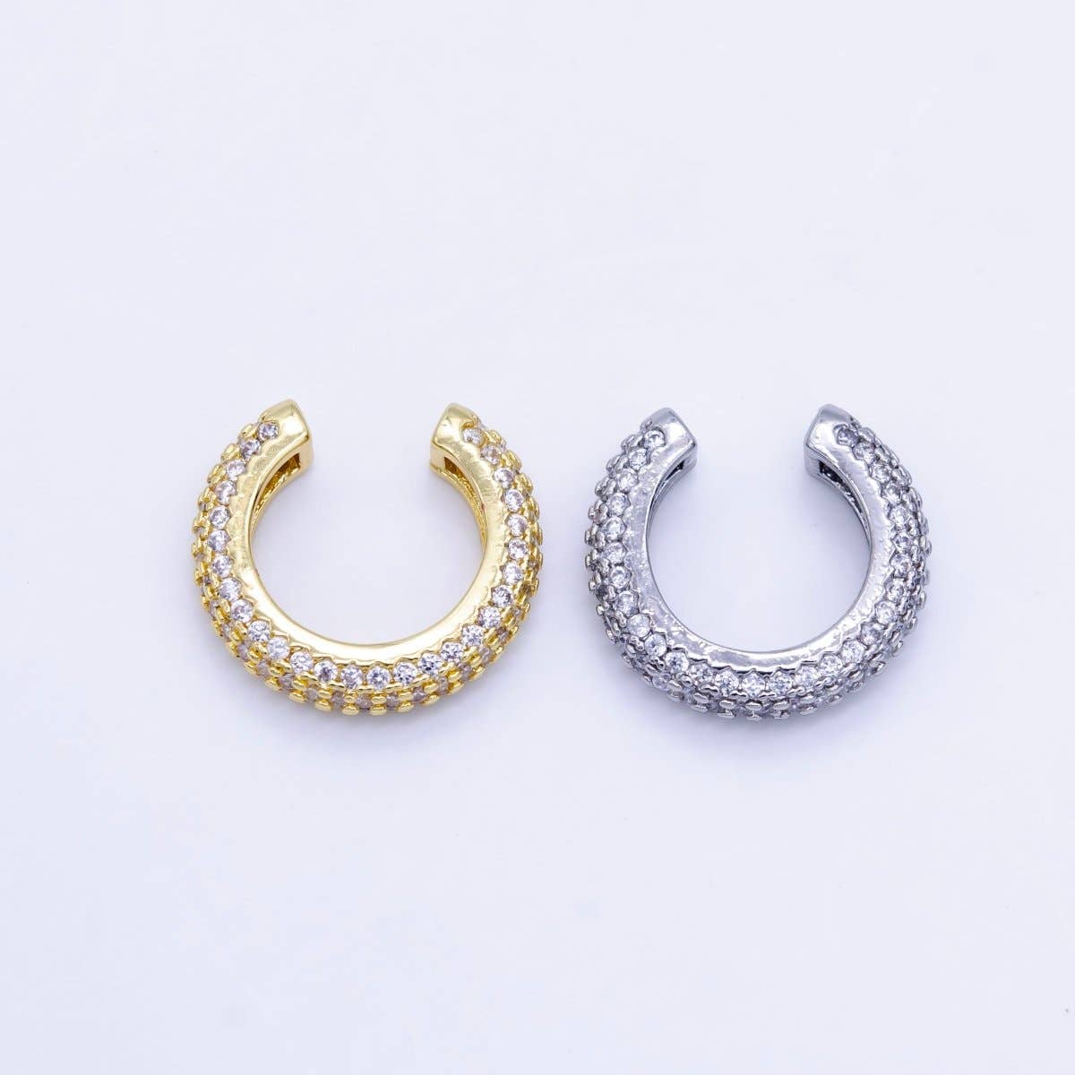 24K Gold Filled 15mm Micro Paved CZ Ear Cuff Earring in Gold & Silver (1 Piece)