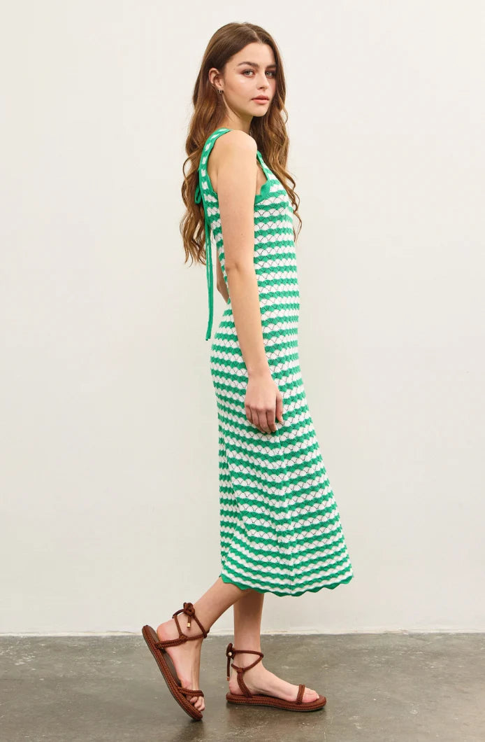 Scallop Edge Sleeveless Sweater Dress