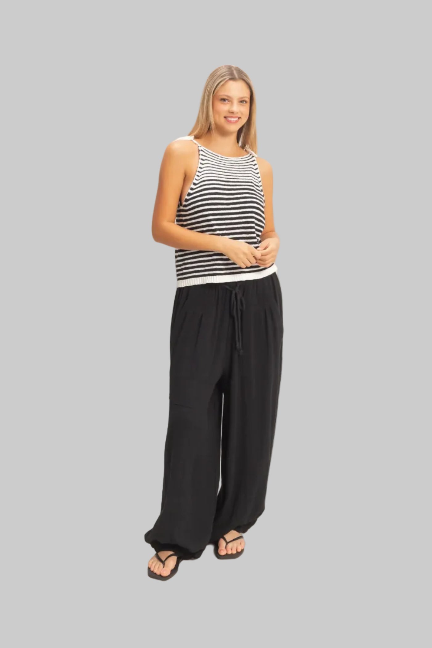 Elastic Hem Drawstring Pants