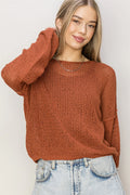 Open Knit Drop Shoulder Sweater