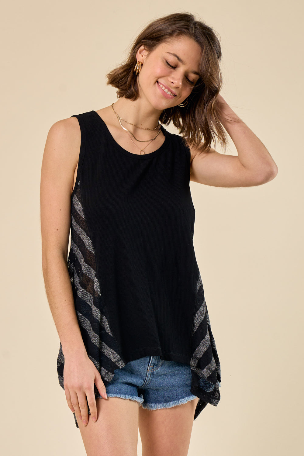 Rib Tank with Side Stripe