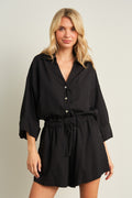Relaxed Fit Button Up Shirt and Short Set