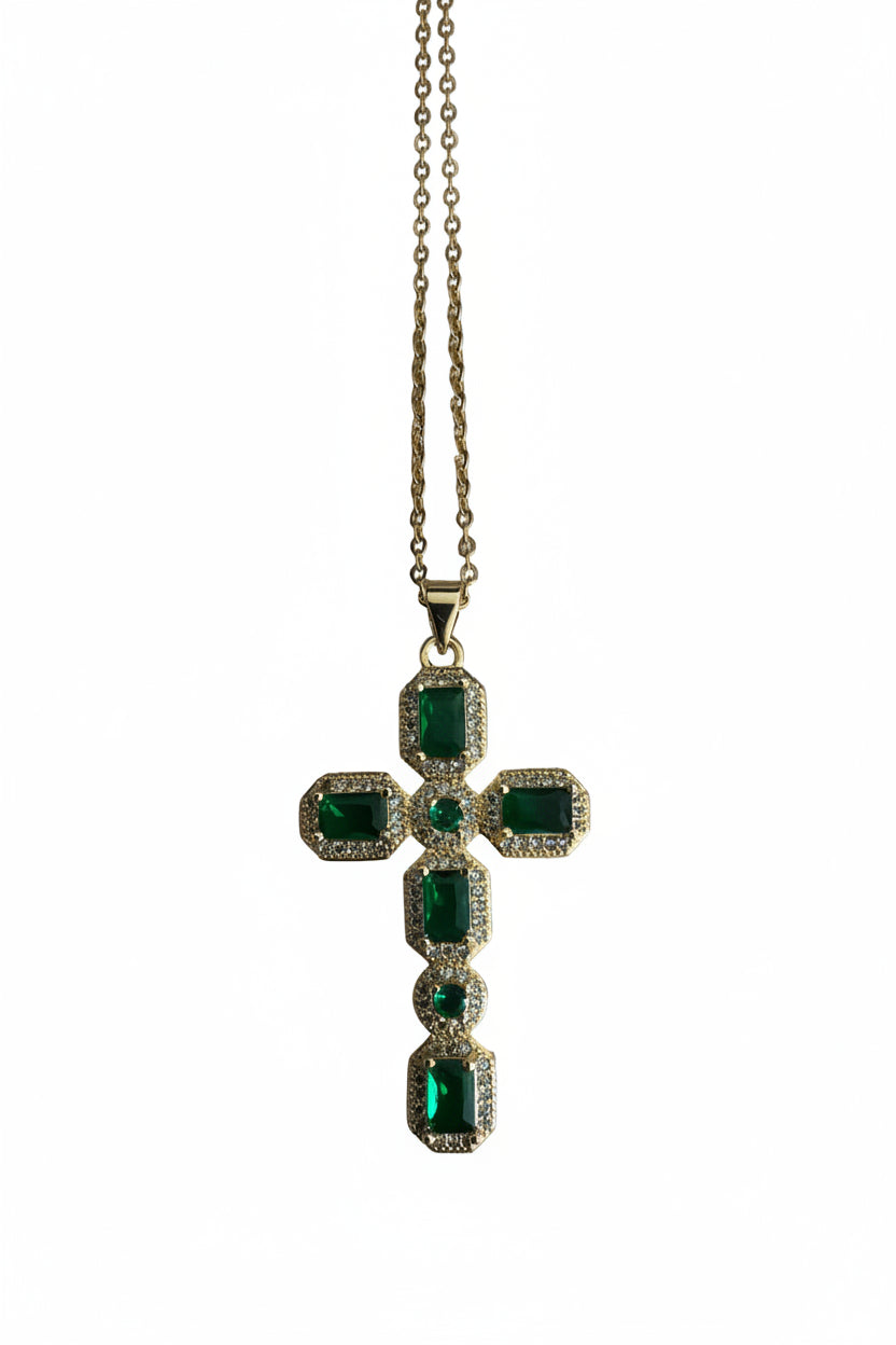 Emerald Cross Necklace