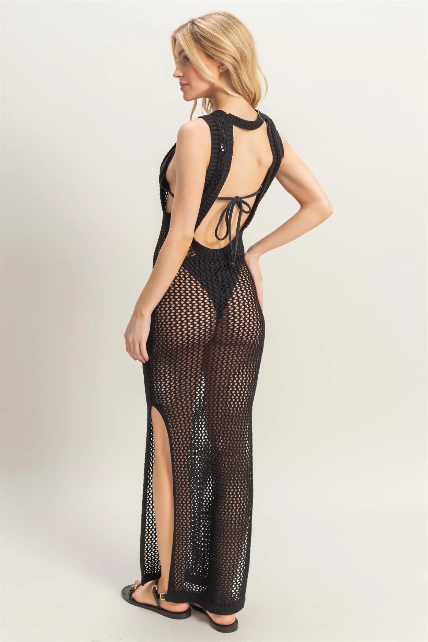 Open Back Bodycon Coverup Maxi Dress